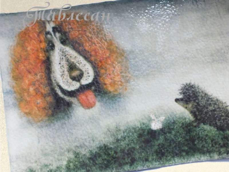 Обложка для паспорта  Ежик в тумане. Собачка кожа