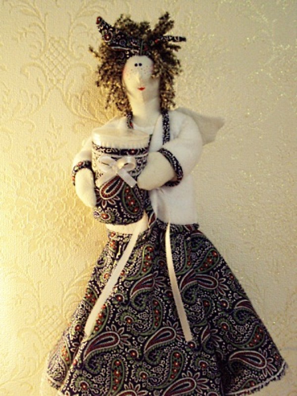 Интерьерная кукла в стиле Тильда Хранительница ватных палочек и дисков