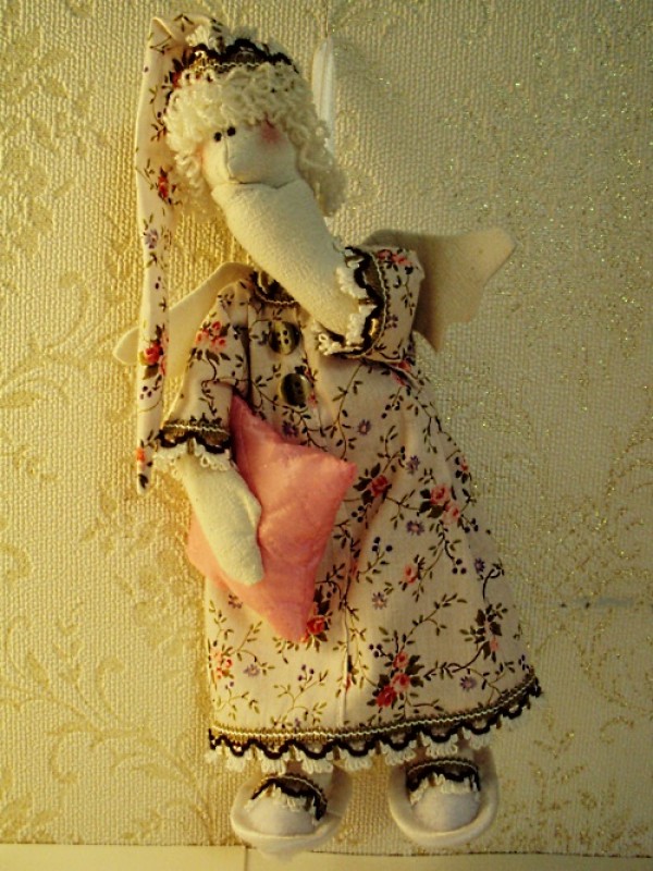 Интерьерная, текстильная кукла, в стиле Тильда Сплюшка (сонный ангел)
