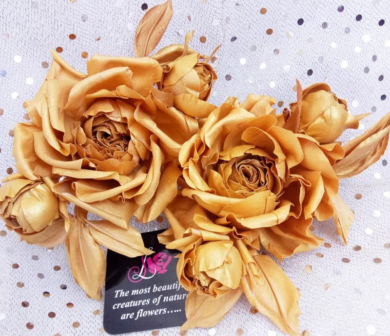 Розы «Королевское золото.» Цветы из ткани