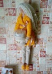 Кукла в стиле Тильда - банный ангел Жанетт, держатель ватных палочек. 