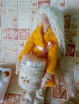 Кукла в стиле Тильда - банный ангел Жанетт, держатель ватных палочек. 
